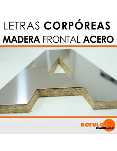 Letras de madera frontal de acero