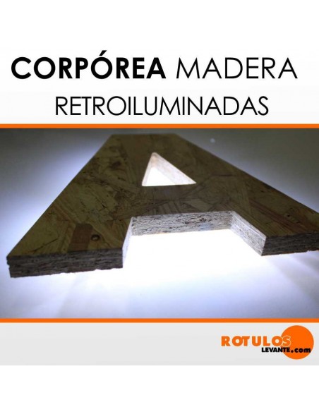 Corpóreas de madera retroiluminada