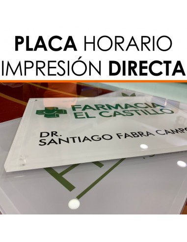 Placa metacrilato horario
