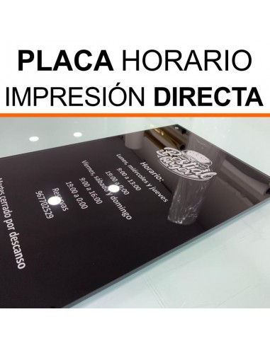 Placa metacrilato horario