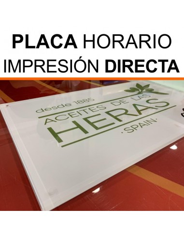 Placa metacrilato horario