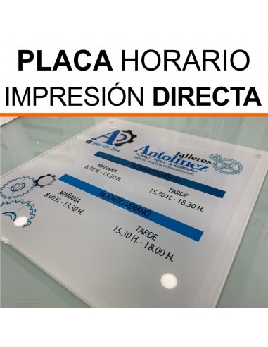 Placa metacrilato horario