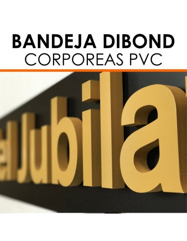 Bandeja dibond con letras PVC