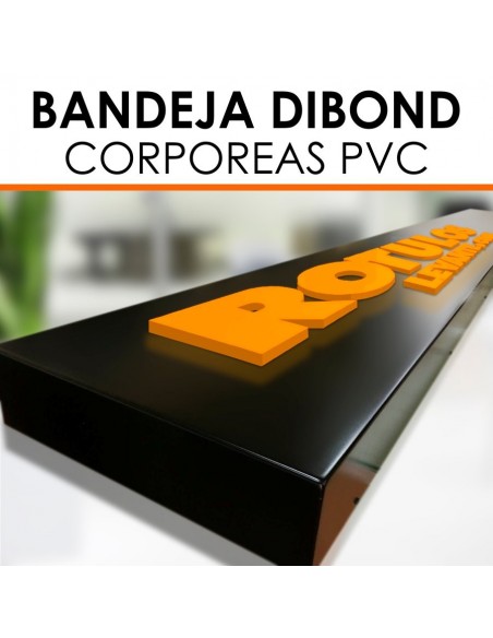 Bandeja dibond con letras PVC