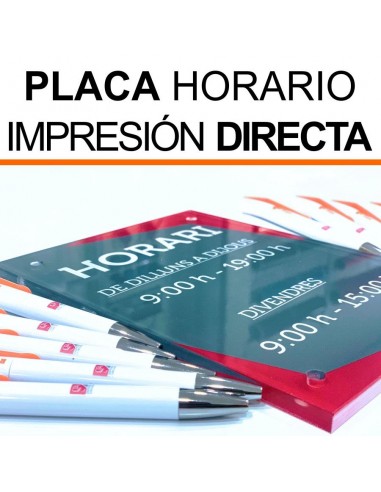 Placa metacrilato horario