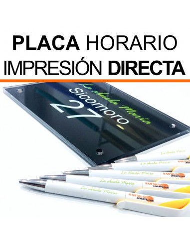 Placa metacrilato horario