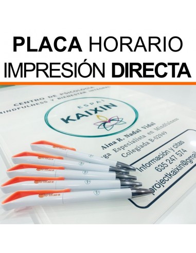 Placa metacrilato horario