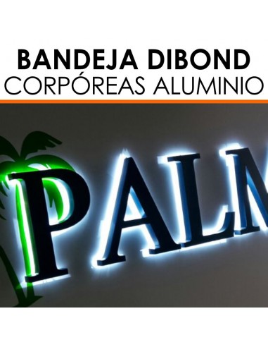 Rótulo dibond con letras aluminio