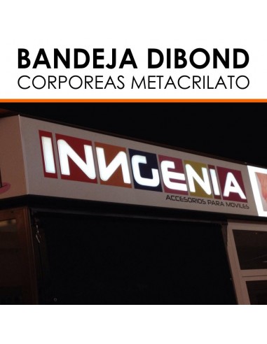Bandeja dibond con letras metacrilato