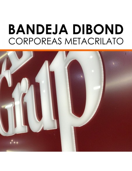 Bandeja dibond con letras metacrilato