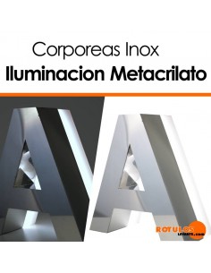 Corpóreas inoxidable metacrilato iluminado