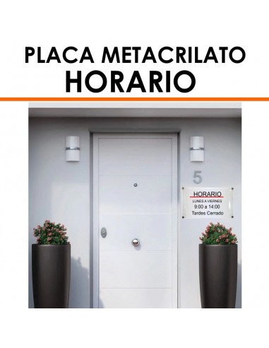 Placa metacrilato horario