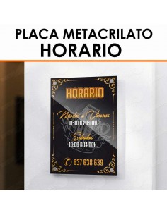 Placa metacrilato horario