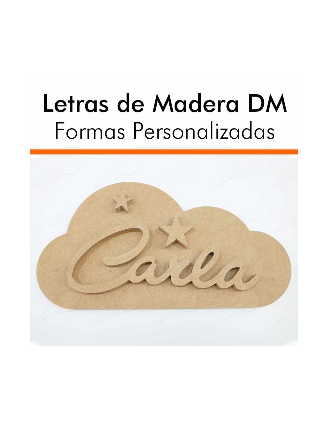 Letras de fibra de madera DM (MDF) acabado natural personalizadas