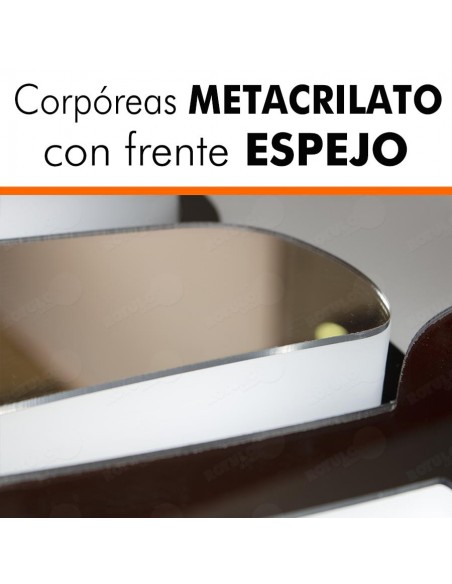 Letras corpóreas bloque con frontal espejo