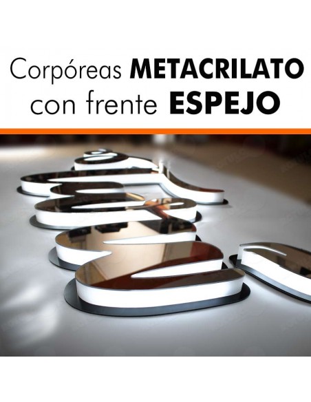 Letras corpóreas bloque con frontal espejo