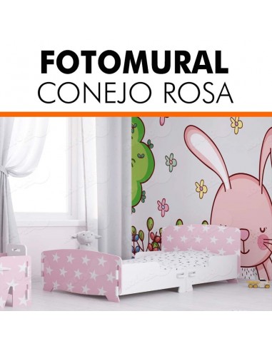 Foto mural personalizado infantil CONEJO ROSA