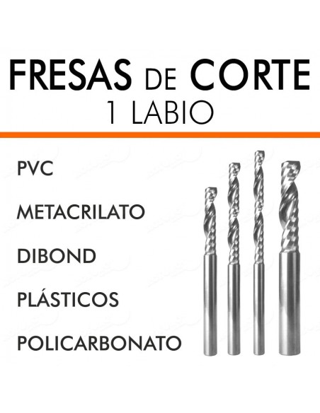 Fresas para corte METACRILATO - PVC