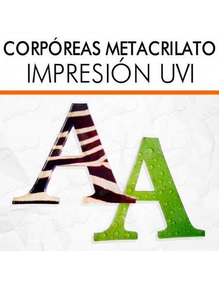 Corpóreas metacrilato rotulado