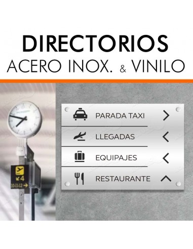 Directorio de acero y metacrilato para empresas, hoteles y viviendas.