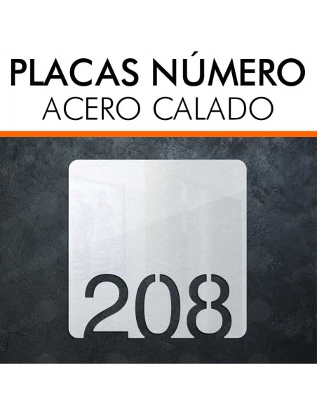 Placa con números de acero para hoteles y viviendas