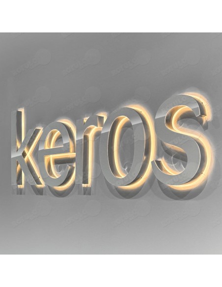 Letras acero iluminadas, corpóreas iluminadas