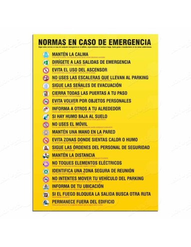 Cartel emergencia para Parking y centros comerciales.