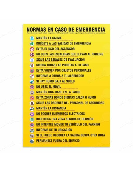 Cartel emergencia para Parking y centros comerciales.
