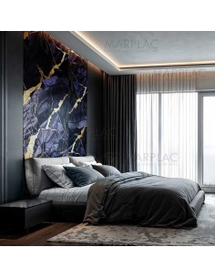 Panel de PVC Decorativo Negro con Vetas Doradas para Interiores 2