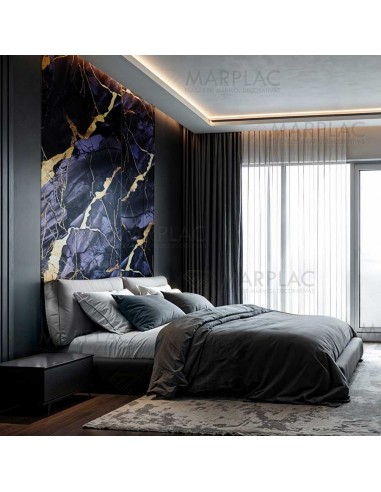 Panel de PVC Decorativo Negro con Vetas Doradas para Interiores