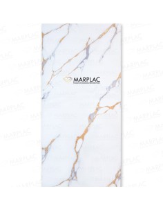 Revestimiento de Pared Efecto Mármol Blanco y Dorado