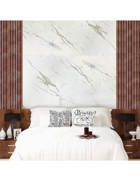 Placa decorativa efecto mármol blanco tierra brillo interior