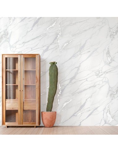 Placas decorativas blanco veta plata marmoleado