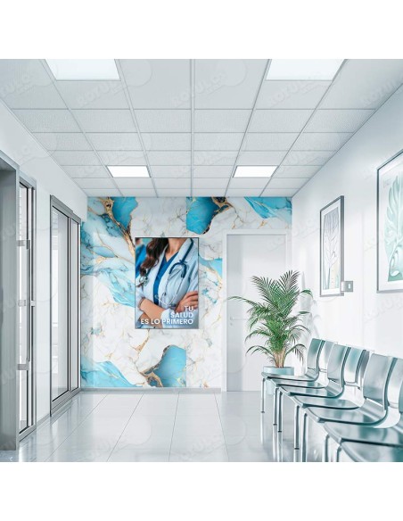Revestimiento azul marmolado brillante para interiores con estilo