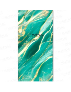 Panel verde esmeralda con vetas doradas para un interior moderno