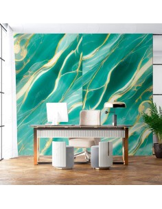 Panel verde esmeralda con vetas doradas para un interior moderno 2