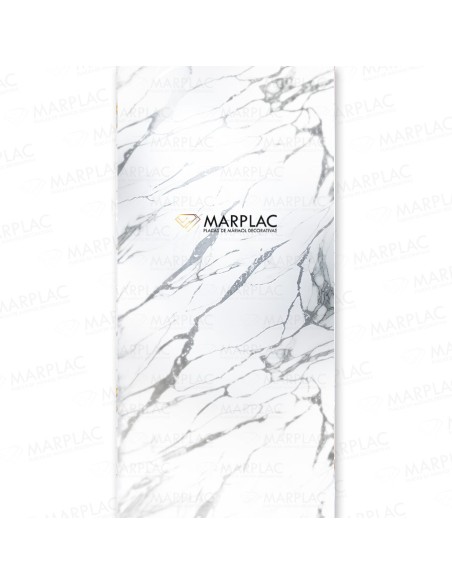 Placas decorativas blanco veta plata marmoleado
