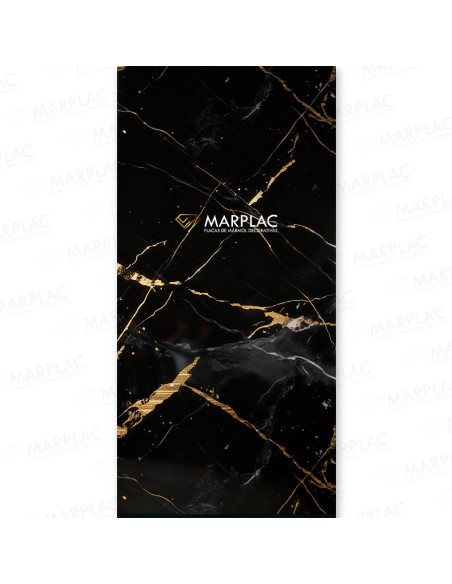 Elegancia en negro con vetas doradas que marcan estilo