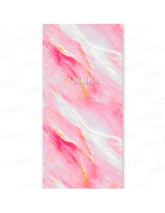 Placa decorativa efecto mármol rosa con oro holográfico