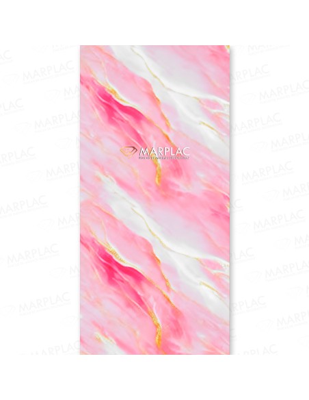 Placa decorativa efecto mármol rosa con oro holográfico