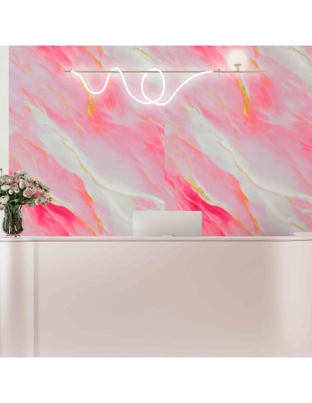 Placa decorativa efecto mármol rosa con oro holográfico
