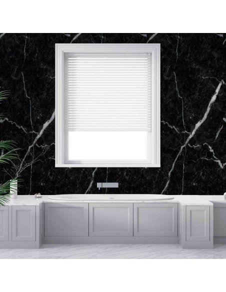 Placa efecto mármol negro con vetas blancas para interiores elegantes