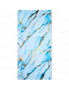 Efecto mármol azul con vetas de oro holográfico para interiores