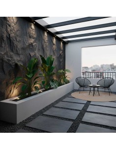 Revestimiento exterior piedra pu gris efecto roca 2