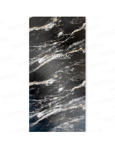 Placa negro lujo con vetas doradas para paredes elegantes