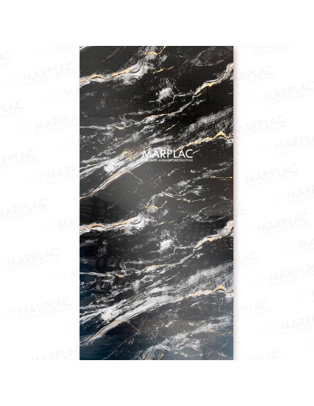Placa negro lujo con vetas doradas para paredes elegantes