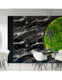 Placa negro lujo con vetas doradas para paredes elegantes 2