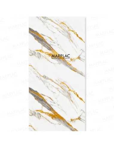 Placa blanca con vetas doradas brillo para paredes elegantes