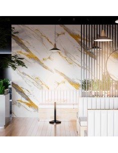 Placa blanca con vetas doradas brillo para paredes elegantes 2