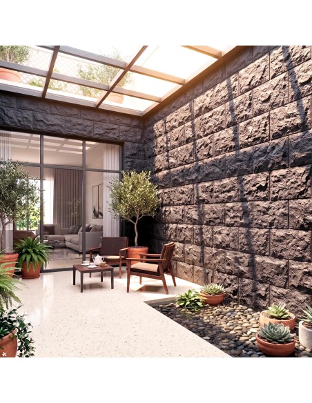 Panel piedra gris exterior elegante y fácil de instalar